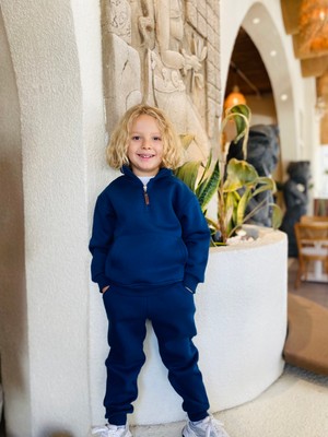 Seftex Erkek / Kız Çocuk Dik Yaka Sweatshirt Kangru Cepli 3 Iplik Şardonlu