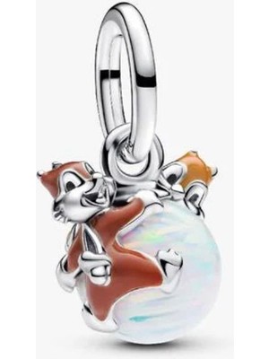 Lines Bijuteri S925 Ayar Disney Chip ve Dale Biblo Sallantılı Charm