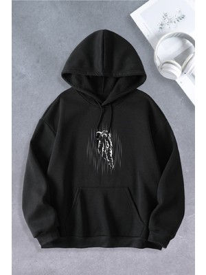 Nevermind Astronot Modeli 2 Iplik Oversize Unisex Kapüşonlu Sweatshirt