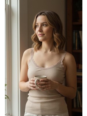 Morro Kadın Raporlu Kumaş Dantel Şeritli Askılı Atlet | Kadın Atlet