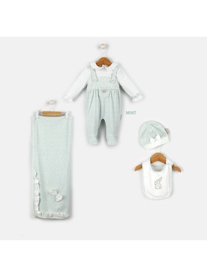 Babydola Mini Nokta Desenli 4’lü Tavşan Detaylı Yenidoğan Bebek Seti