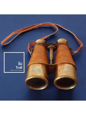 İki Yedi Konsept Chamfort Antika Tasarım Deri Kaplama Pirinç Dürbün – Ev Ofis Hediyesi Lüks Koleksiyon Objesi