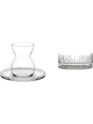 Storemax Etnik Cam Çay Seti, 6 Kişilik, 12 Parça, Şeffaf, 140 cc + Çerezlik Kase 2 Parça, Şeffaf, 515 cc