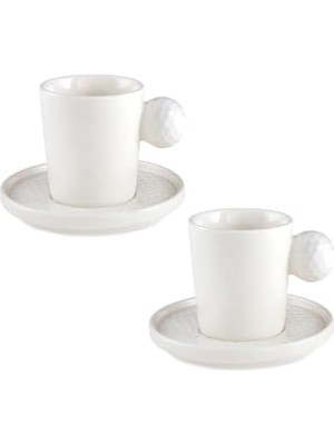 Storemax Golfline Beyaz 2'li Tabaklı Kahve Fincan Takımı 90 cc