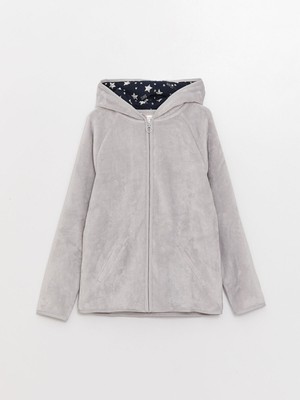Lc Waikiki Yeni Sezon Kapüşonlu Düz Uzun Kollu Kadın Pelüş Pijama Üst