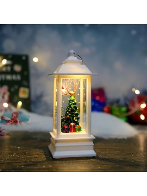 Es Dekor Noel Ağacı / Beyaz Noel Kare Rüzgar Işığı Elektronik Şamdan Lamba