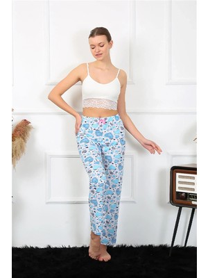 Moda Şahsenem Moda Kadın Pamuklu Alt Pijama Mavi