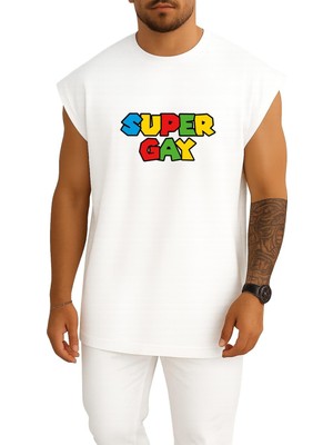 Bahriyeli Collection Oversize Super Gay Göğüs Baskılı Atlet