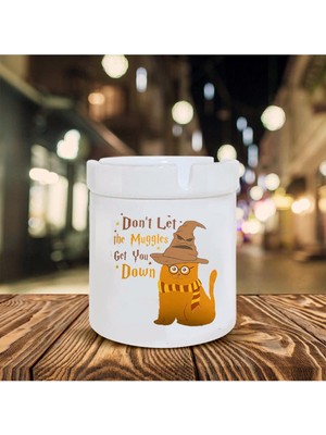 Sihirbaz Kedi Baskılı Seramik Küllük