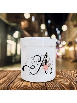 A Harfi Baskılı Seramik Şık Küllük