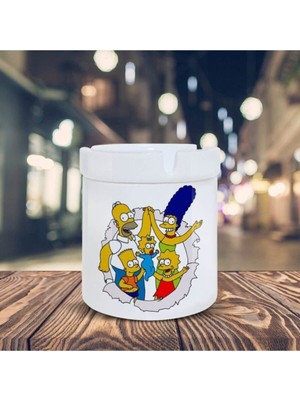 Neşeli Simpsons Ailesi Baskılı Küllük Seramik Kül TABLASI-695847
