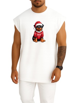 Bahriyeli Collection Oversize Yılbaşı Yeni Yıl Köpek Göğüs Baskılı Atlet