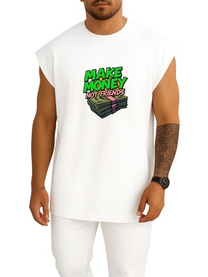 Bahriyeli Collection Oversize Para Kazan Arkadaş Değil Göğüs Baskılı Atlet