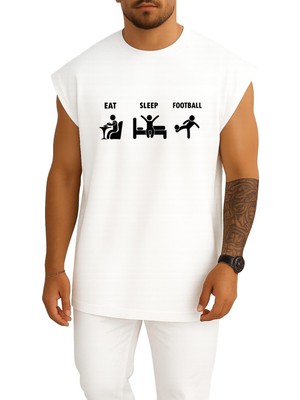 Bahriyeli Collection Oversize Ye - Uyu ve Futbol Oyna Göğüs Baskılı Atlet