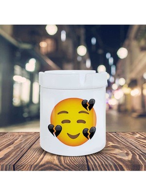 Emoji Küllük Kırık Kalpli Gülen Yüz Baskılı Kül Tablası K-178