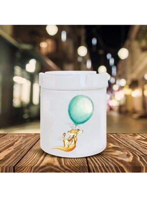 Uçan Balon ve Kanguru Temalı Seramik Küllük