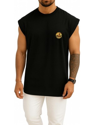 Bahriyeli Collection Oversize Indian Warrior Motorcycle Cep ve Sırt Baskılı Atlet