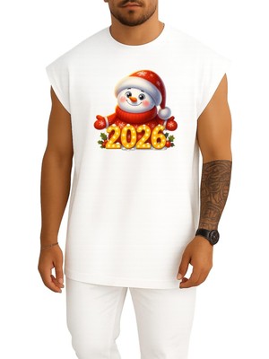 Bahriyeli Collection Oversize 2026 Yeni Yıl Yılbaşı Göğüs Baskılı Atlet