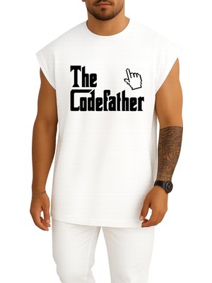 Bahriyeli Collection Oversize The Codefather - Bilgisayar Programcısı Göğüs Baskılı Atlet