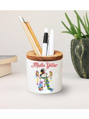 Yılbaşı Noel Temalı Baskılı Seramik Kalemlik