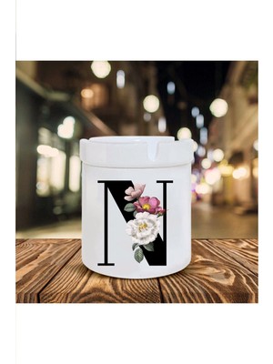 N Harfli Seramik Şık Küllük