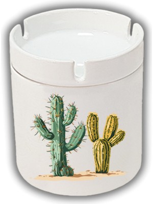 Kokusuz Sigara Küllüğü - Kokusuz Kül Tablası - Doğart Sanat Kaktüsler Baskılı Küllük Kül Tablası