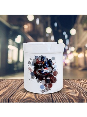 Kahraman Kaptan Amerika Baskılı Küllük Seramik Kül TABLASI-0511