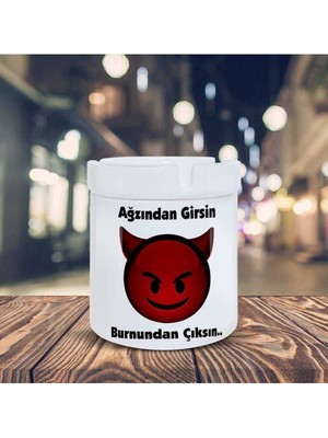 Burnundan Çıksın Espirili Emoji Baskılı Küllük Kül TABLASI-30147