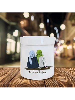 Her Zaman Yan Yana Baskılı Seramik Şık Küllük