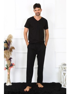 Moda Şahsenem Moda Erkek Pamuk Siyah Tek Alt Pijama