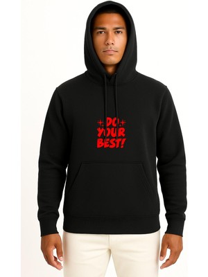 Bahriyeli Collection Kapüşonlu En Iyisini Yap Göğüs Baskılı Unisex Sweatshirt