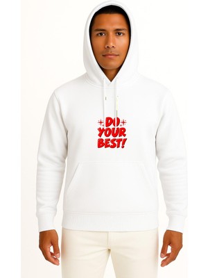 Bahriyeli Collection Kapüşonlu En Iyisini Yap Göğüs Baskılı Unisex Sweatshirt