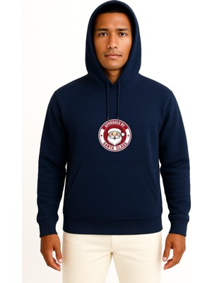 Bahriyeli Collection Kapüşonlu Santa Claus Noel Göğüs Baskılı Unisex Sweatshirt