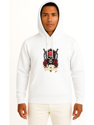 Bahriyeli Collection Kapüşonlu Rebel Warrior Skull Göğüs Baskılı Unisex Sweatshirt