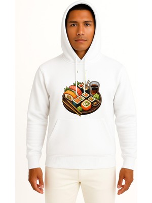 Bahriyeli Collection Kapüşonlu Sushi Göğüs Baskılı Unisex Sweatshirt