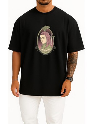 Bahriyeli Collection Oversize Arya Stark Game Of Thrones Göğüs Tasarımlı Unisex T-Shirt