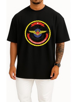 Bahriyeli Collection Oversize Deniz Hava Komutanlığı Türk Silahlı Kuvvetleri Göğüs Tasarımlı Unisex T-Shirt