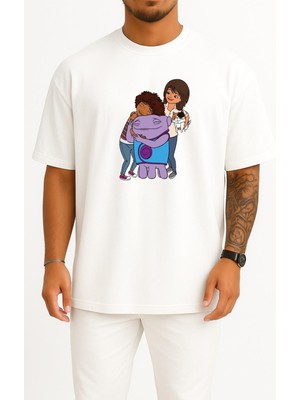 Bahriyeli Collection Oversize Home Adventures With Tip Oh Lucy Göğüs Tasarımlı Unisex T-Shirt