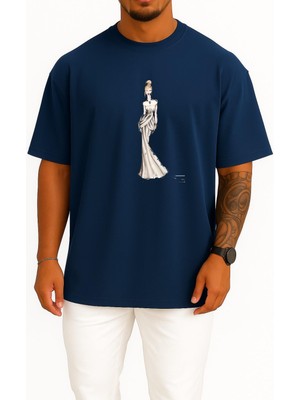 Bahriyeli Collection Oversize Bella Swan Edward Cullen Breaking Dawn Wedding Dress Göğüs Tasarımlı Unisex T-Shirt