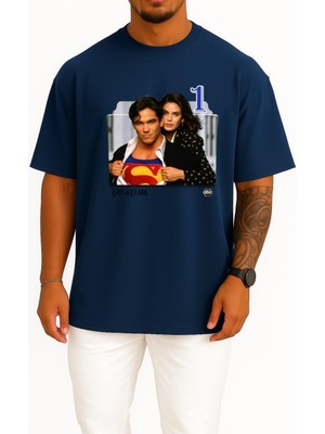 Bahriyeli Collection Oversize Lois And Clark Series And Season Folder Icons, Lois & Clark Göğüs Tasarımlı Unisex T-Shirt