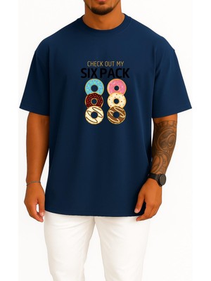 Bahriyeli Collection Oversize Donut Six Pack Fitness Gym Göğüs Tasarımlı Unisex T-Shirt