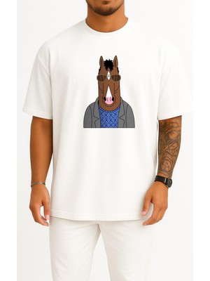 Bahriyeli Collection Oversize Princess Carolyn Diane Nguyen Desktop Animation Bojack Horseman Göğüs Tasarımlı Unisex T-Shirt