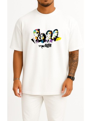 Bahriyeli Collection Oversize Arctic Monkeys Art, Jamie Cook Alex Turner Arctic Monkeys Göğüs Tasarımlı Unisex T-Shirt
