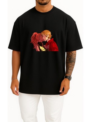 Bahriyeli Collection Oversize Mangaka Hair Coloring Red Hair Brown Hair Göğüs Tasarımlı Unisex T-Shirt