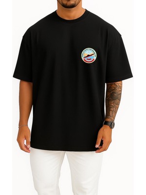 Bahriyeli Collection Oversize Tcg Dolunay S352 Cep Tasarımlı Unisex T-Shirt