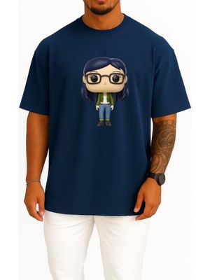 Bahriyeli Collection Oversize Diane Nguyen Funko Pop! Vinyl Figure Mr. Peanutbutter Göğüs Tasarımlı Unisex T-Shirt