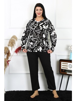 Moda Şahsenem Moda Kadın Büyük Beden Penye Uzun Kol Pijama Takım