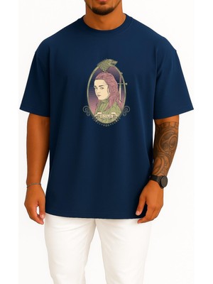 Bahriyeli Collection Oversize Arya Stark Game Of Thrones Göğüs Tasarımlı Unisex T-Shirt