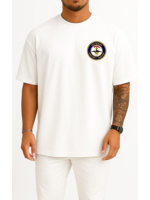 Bahriyeli Collection Oversize F504 Tcg Bartın Savaş Gemisi Cep ve Sırt Tasarımlı Unisex T-Shirt
