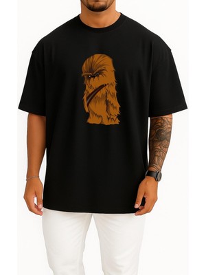 Bahriyeli Collection Oversize Chewbacca Anakin Skywalker Leia Organa Star Wars Göğüs Tasarımlı Unisex T-Shirt